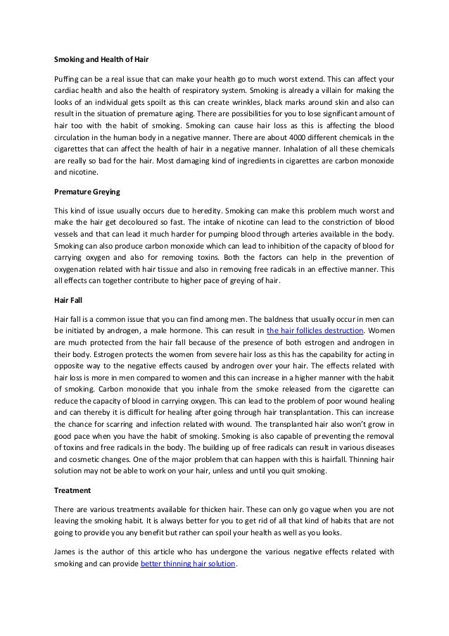 Smoking And Health Of Hair