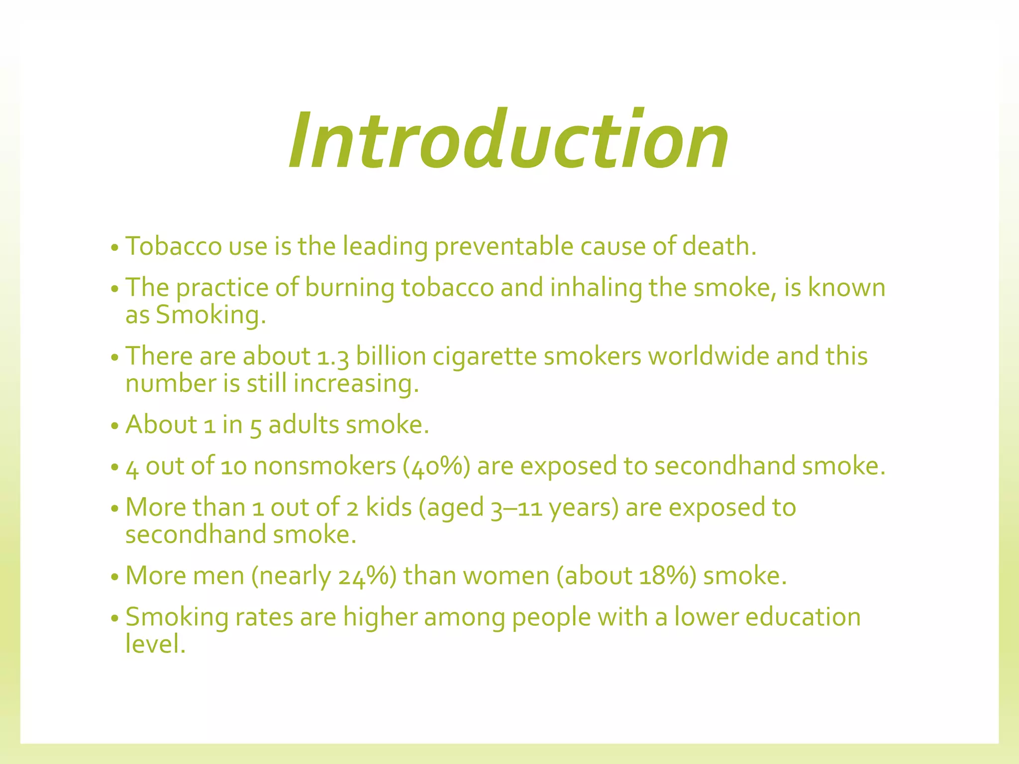 introduction of smoking cigarettes Smoking and its health risks