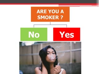 ARE YOU A
SMOKER ?
No Yes
 