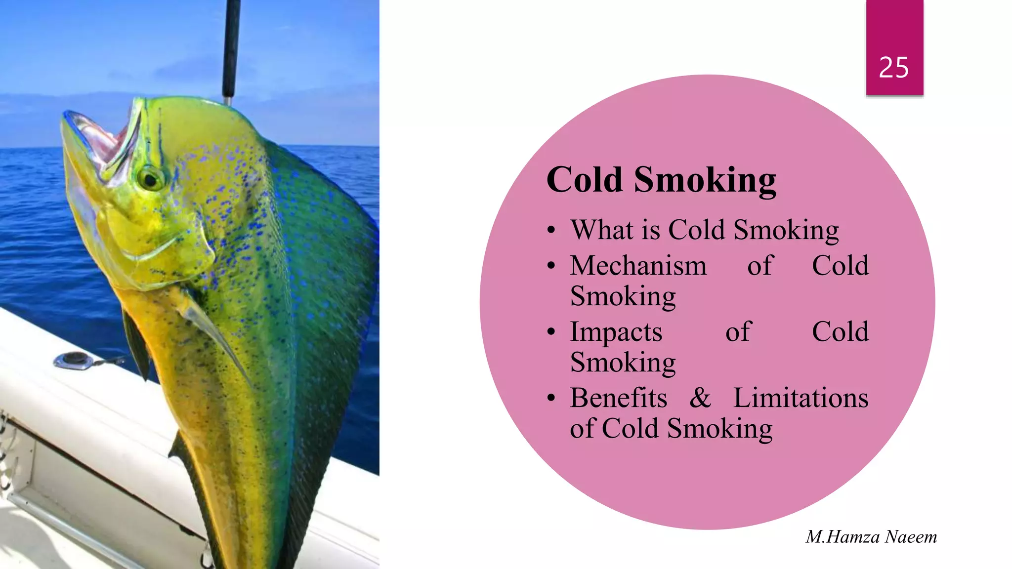 Cold Smoking
• What is Cold Smoking
• Mechanism of Cold
Smoking
• Impacts of Cold
Smoking
• Benefits & Limitations
of Cold Smoking
25
M.Hamza Naeem
 