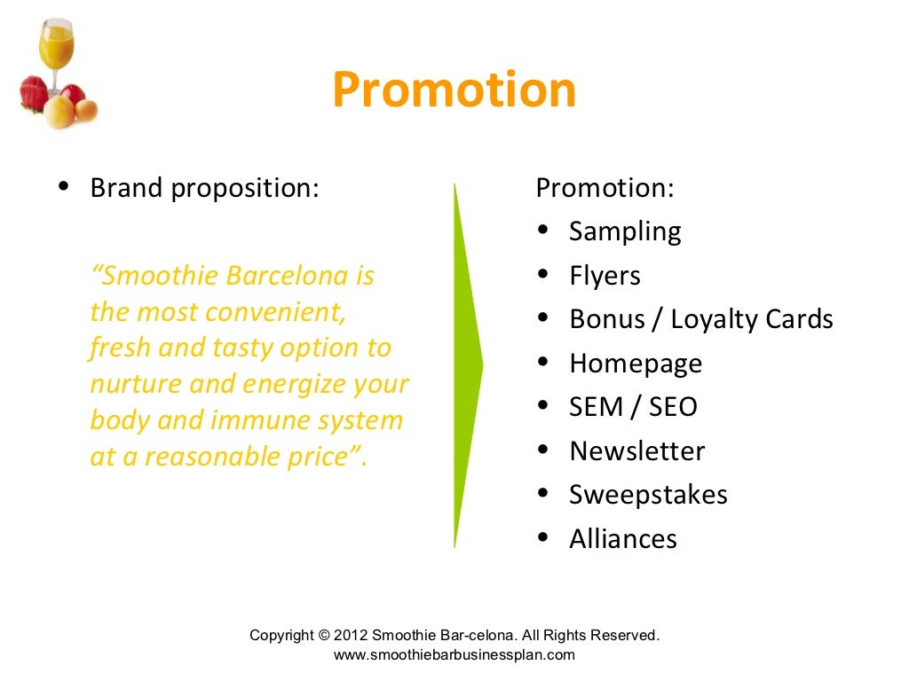 Smoothie and juice bar business plan