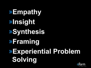 Empathy Insight Synthesis Framing Experiential Problem Solving 