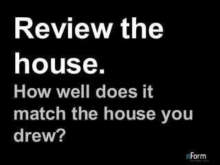 Review the house. How well does it match the house you drew? 