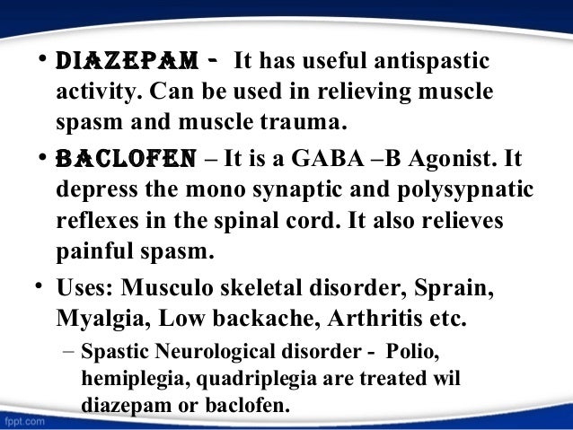 Mechanism of action of diazepam as muscle relaxant