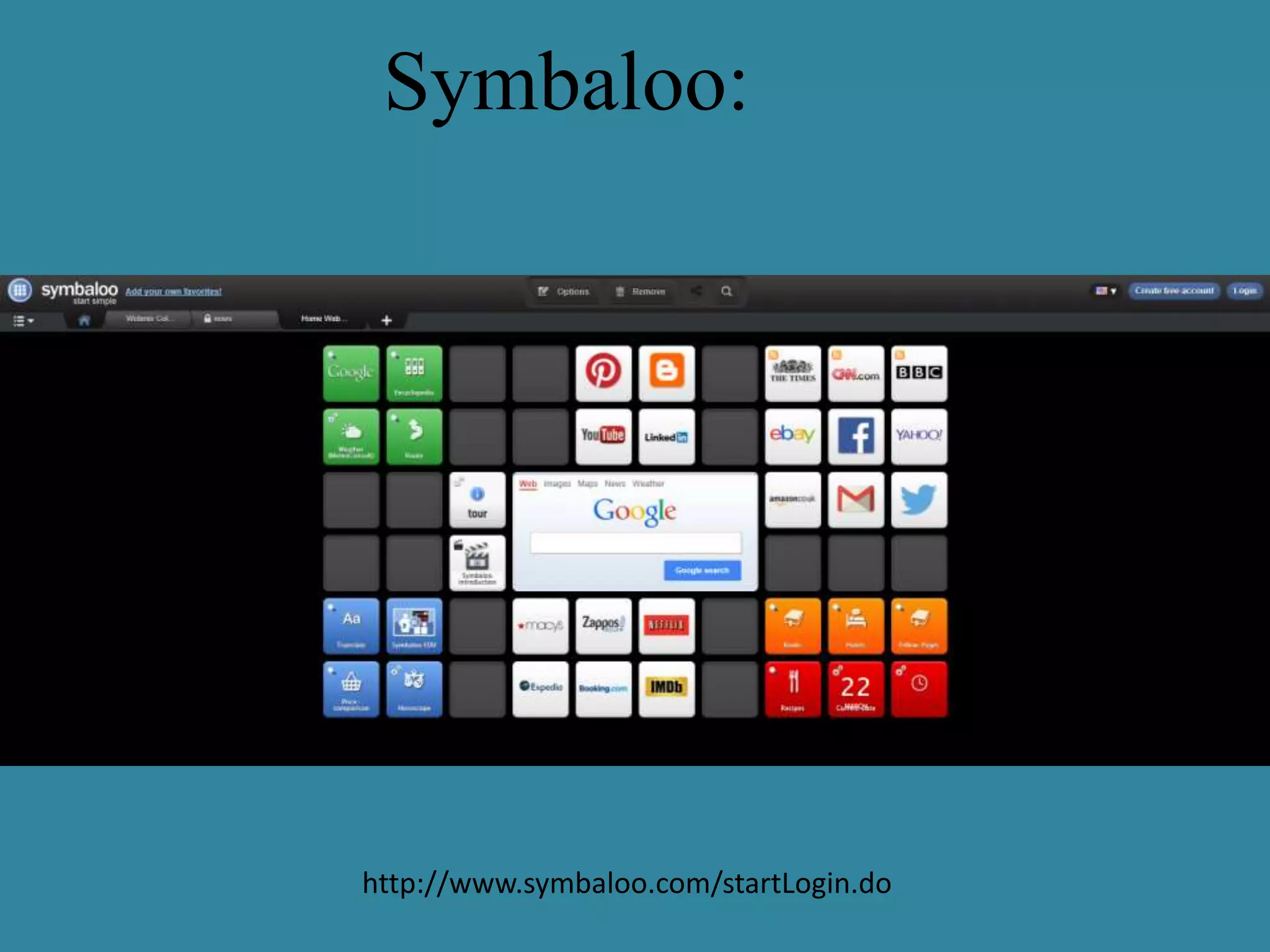 http://www.symbaloo.com/startLogin.do
Symbaloo:
 