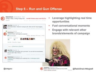 Step 6 – Run and Gun Offense
• Leverage highlighting real time
opportunities
• Fuel conversational moments
• Engage with r...