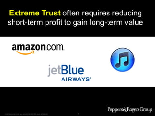 Strategy. Execution. Results.
COPYRIGHT © 2013. ALL RIGHTS PROTECTED AND RESERVED. 7
Extreme Trust often requires reducing
short-term profit to gain long-term value
 