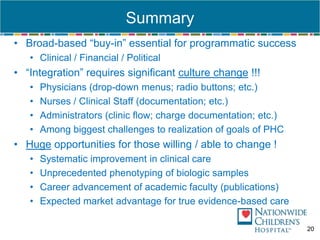 Alignment of LFEP with Strategic GoalsGoal: To fully integrate knowledge gained from clinical care with research to systematically advance the care of children at NCH