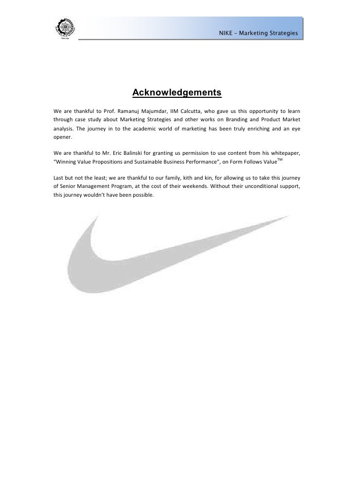 portfolio recommendation senior letter Marketing Nike: Strategies