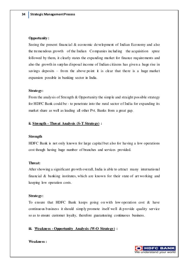 Strategic Management Process Of Hdfc Bank
