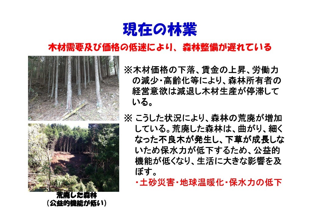間伐材の循環する村づくりによる森林再生事業 日本一の水源の郷をめざして