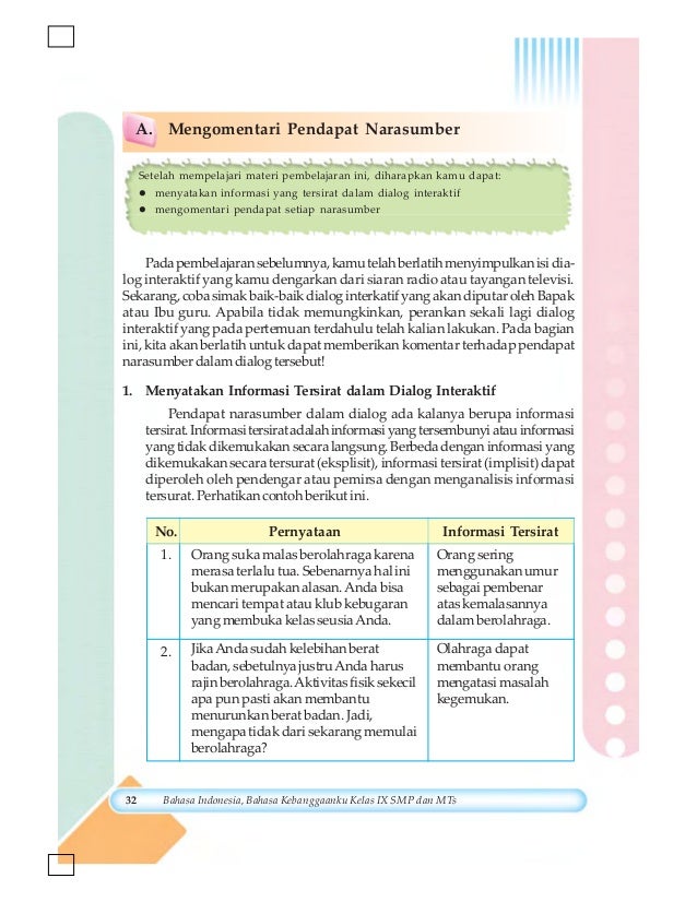 Buku Bahasa Indonesia kelas 9