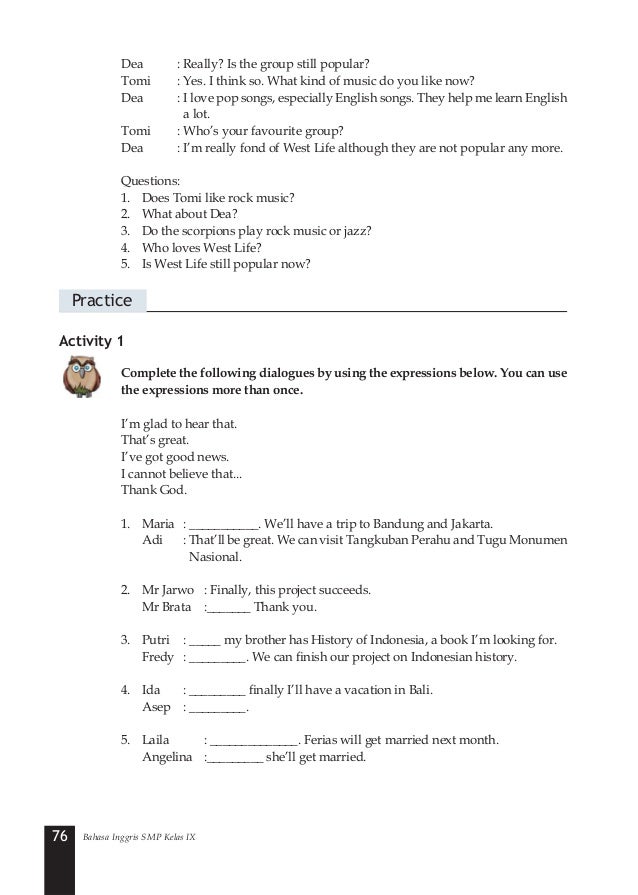 Bahasa Inggris Smp Kelas 9