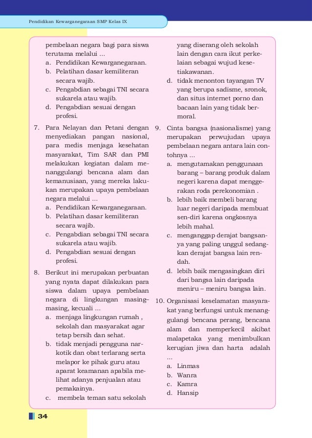 BSE Pendidikan Kewarganegaraan SMP/MTs Kelas 9