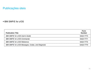 73
Publicações úteis
 IBM SMP/E for z/OS
 