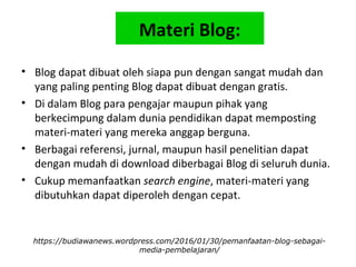 Pemanfaatan Blog sebagai media pembelajaran di Smpn1 cileunyi Slide 51