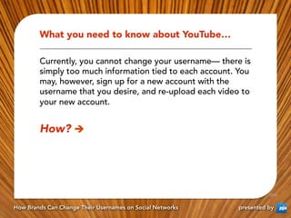What you need to know about YouTube…

        Currently, you cannot change your username— there is
        simply too much...