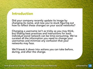 Introduction
       Did your company recently update its image by
       changing its name, and now you’re stuck ﬁguring o...