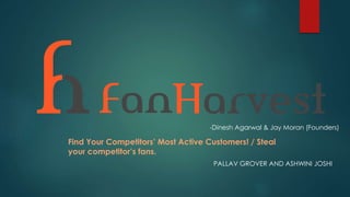 Find Your Competitors’ Most Active Customers! / Steal
your competitor’s fans.
-Dinesh Agarwal & Jay Moran (Founders)
PALLAV GROVER AND ASHWINI JOSHI
 