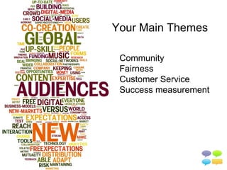 Your Main Themes

 Community
 Fairness
 Customer Service
 Success measurement
 