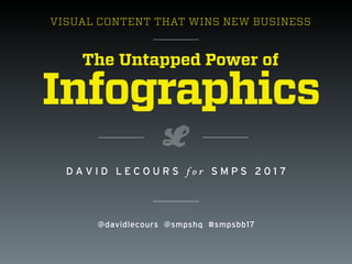 VISUAL CONTENT THAT WINS NEW BUSINESS
The Untapped Power of
Infographics
D A V I D L E C O U R S f o r S M P S 2 0 1 7
@davidlecours @smpshq #smpsbb17
 
