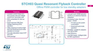 STCH03 Quasi Resonant Flyback Controller
Offline PWM controller for low standby adapters
• Constant current mode (CC)
from...