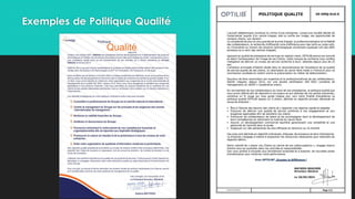 Exemples de Politique Qualité
 