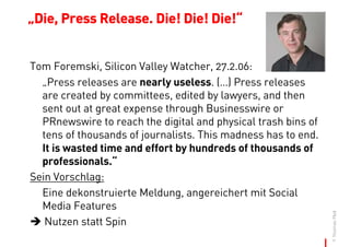 Die Social Media Release. Oder: Agenda Setting im Social Web?