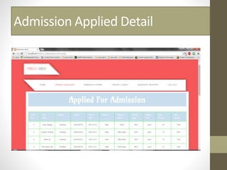 Admission Applied Detail
 