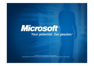 © 2005 Microsoft Corporation. All rights reserved.
This presentation is for informational purposes only. Microsoft makes no warranties, express or implied, in this summary.
 
