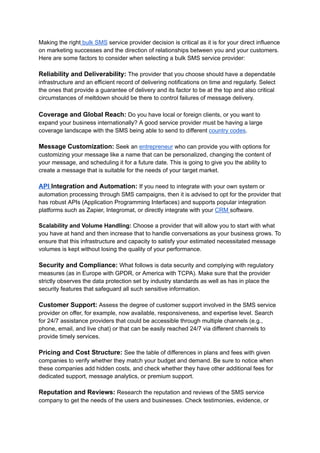 How to choose an bulk sms service provider. | PDF