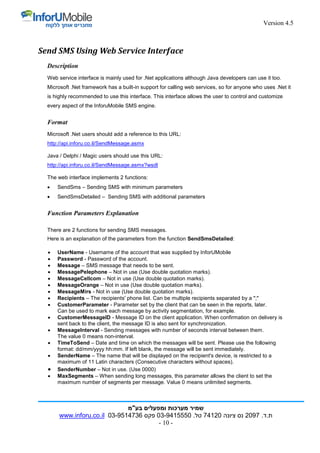 InfoSMS API for Sending SMS | PDF