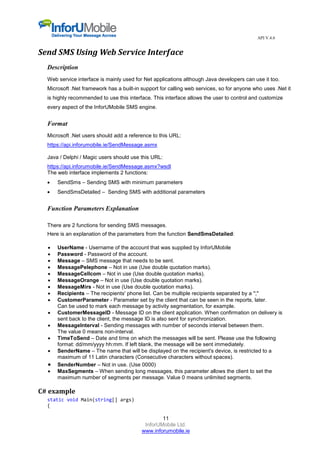 InforUMobile SMS API | PDF