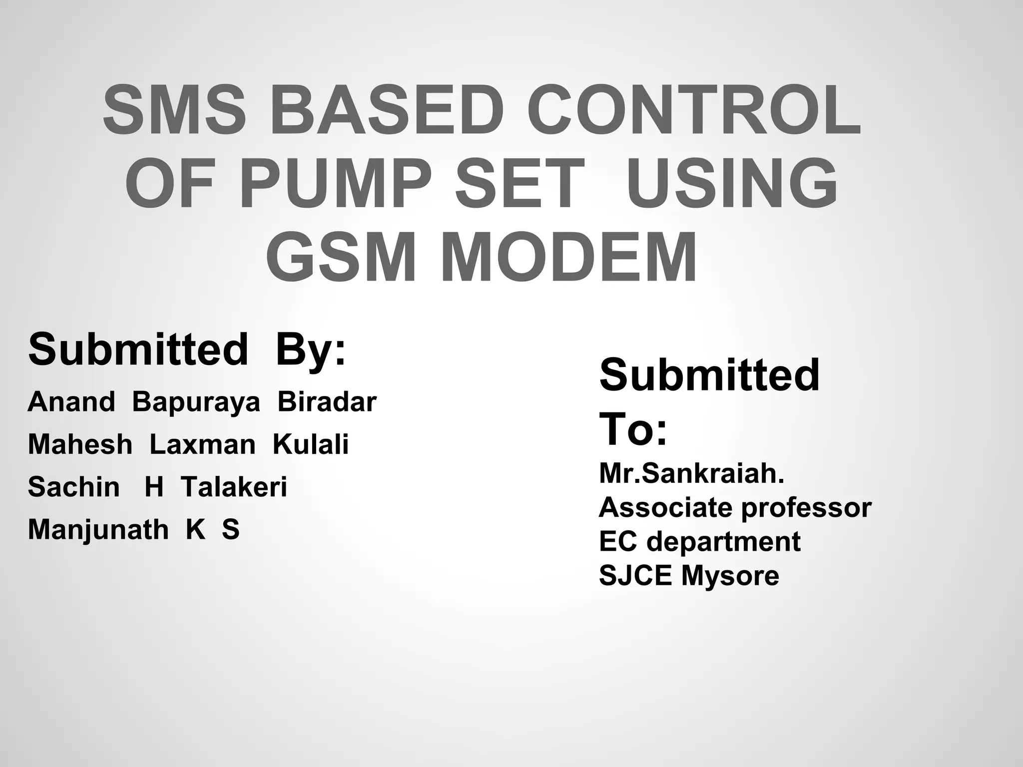 Sms based pumpset_control | PPTX