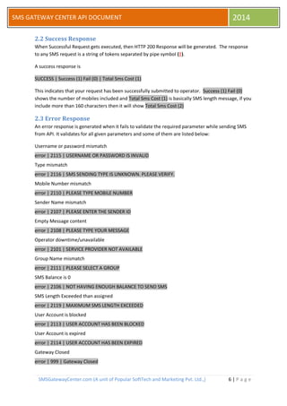 SMS Gateway Center API Document | PDF