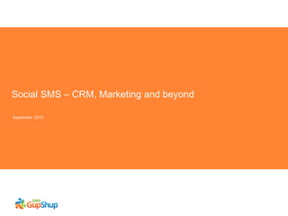 Social SMS – CRM, Marketing and beyond

September 2010
 