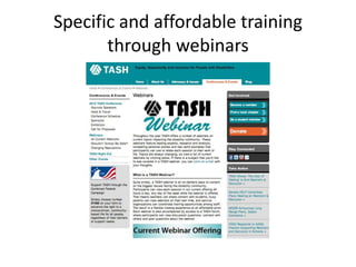 Specific and affordable training
through webinars
 