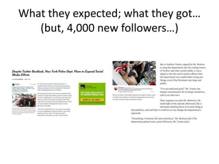 What they expected; what they got…
(but, 4,000 new followers…)
 