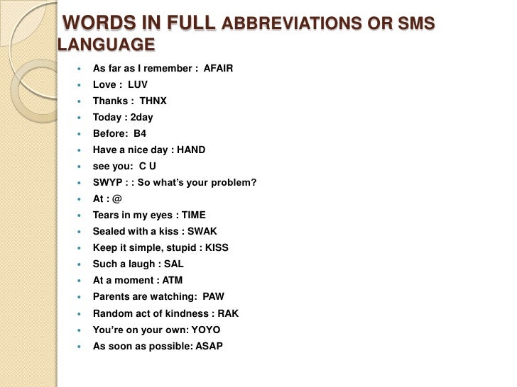 sms language and its impact sms full form