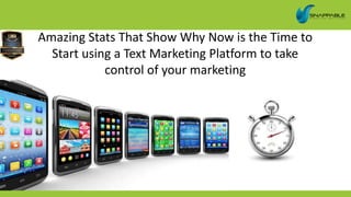 Amazing Stats That Show Why Now is the Time to
Start using a Text Marketing Platform to take
control of your marketing
 