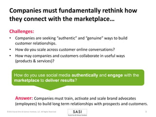 Companies must fundamentally rethink how
they connect with the marketplace…
Challenges:
• Companies are seeking “authentic...