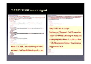 ????????? Sensor-agent


                                        http://192.168.1.11/cgi-
                                        bin/sos.exe?Request=GetObservation
                                        &service=SOS&Offering=GA01&obs
                                        ervedproperty=WaterLevel&version
                                        =1.0.0&responseFormat=text/xml;su
http://192.168.1.11/sensor-agent/swe?   btype=om/1.0.0
request=GetCapabilities&service=sos
 
