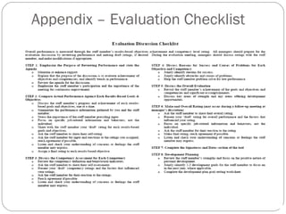 Appendix – Evaluation Checklist 