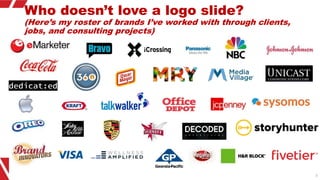 Who doesn’t love a logo slide?
(Here’s my roster of brands I’ve worked with through clients,
jobs, and consulting projects...
