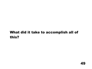 What did it take to accomplish all of this? 