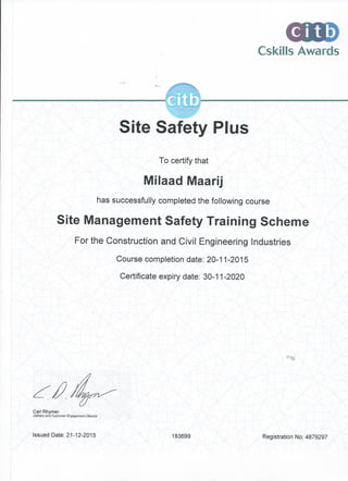 SMSTS Certificate
