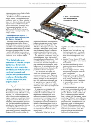 13www.globalsmt.net
The Three Levels Of Process Control In Thermal Profiling And How They Have Advanced Manufacturing
Global SMT & Packaging • February 2015
inaccurate measurement, the drawbacks
to this method are great.
Man hours is another drawback to the
manual method. The process interrupts
production and is very labour intensive. It
is also very dependent on an individual’s
expertise to attach the thermocouple
sensors correctly and in the right place.
Capturing the true profile, then the
‘golden standard’, which is imperative
to the product working correctly, is not
easily achieved.
Oven Verification devices –
add-on technology to capture
the Golden Standard
Because of these drawbacks to using
traditional thermal profiling devices,
combined with test cards, companies like
SolderStar, worked on devising technolo-
gies that would ease the process of captur-
ing oven verification profiles. There was
a need for a device that monitored oven
temperatures effectively, without putting
constraints on the machine, and the
technicians working them. There was also
the need for software that documented
the profile accurately and could be easily
traceable. This is especially important
today with government regulations and
original equipment manufacturers impos-
ing higher standards. The medical and
automotive industries are just two indus-
tries that have pushed demand for more
critical control and traceability, therefore
oven verification devices were born.
One example of this technology is
SolderStar’s DeltaProbe. This product was
designed and developed to combat the
problems of traditional manual profiling
and gives manufacturers a more stream-
lined method for periodic profile. The
DeltaProbe offers a process control and
intelligence that matches manufacturers
more intricate and detailed production
requirements, without the need to use
fragile test boards for daily oven checks.
The DeltaProbe was designed to use the
unique SolderStar ‘Smart link interface’,
this makes for an intelligent fixture which
can hold product and process recipe
information to allow efficient profile cap-
ture, download and organisation. Smart
link provides the secondary function of a
quick connection system eliminating the
possibility of channel mix-up error.
Oven verification devices like the
DeltaProbe include specially designed
measurement sensors where all process
records are captured without a test card
or wires getting in the way of the proce-
dure. This makes it not only robust, but
the appropriate tool to generate highly
repeatable results, an important require-
ment today, which stands up to regulatory
requirements.
By using an oven verification tool,
a ‘golden’ process profile can be mea-
sured easily and tolerance limits can
be set around the temperature traces
and process parameters. This ensures
measurements are precise and any oven
performance changes or problems are
quickly flagged and remedial action can
be taken. This makes periodic testing of
the oven more repeatable, convenient and
user-friendly, resulting in better process
documentation at a lower cost to the
manufacturer.
Platforms like DeltaProbe far out-
weigh test card methods for a number of
reasons;
•	 The usual use of test cards need con-
stant maintenance and it is not easily
repeatable. This results in false errors
due to measurement platform prob-
lems.
•	 Statistical Process Control (SPC) gath-
ering is easy and offers a more accurate
measurement.
•	 Matched sensors show any perfor-
mance problems across the width of
the oven heater.
•	 There are independent limit settings
per oven zone which gives more con-
trol in critical zones.
•	 A number of errors can be detected
easily including speed, conveyor and
recipe loading and editing errors.
•	 It can be used to capture a benchmark
for multiple lines – a must for high
production volumes
All these benefits help to give a true
picture of the process capability and result
in higher quality soldering within the end
product. Platforms like this can be used
once a temperature profile is captured
from a real test PCB. The ongoing process
monitoring will then be achieved by mea-
suring the difference from an established
process baseline. The software used with
such products also includes advanced
SPC tools which create charts for ongo-
ing process control measurement, trend
evaluation and corrective action. This
process, as you can see, far outshines
traditional profiling methods.
■ Figure 2. The DeltaProbe
oven verification fixture
with Smart Link interface.
“The DeltaProbe was
designed to use the unique
SolderStar ‘Smart link
interface’, this makes for
an intelligent fixture which
can hold product and
process recipe information
to allow efficient profile
capture, download and
organisation. ”
 