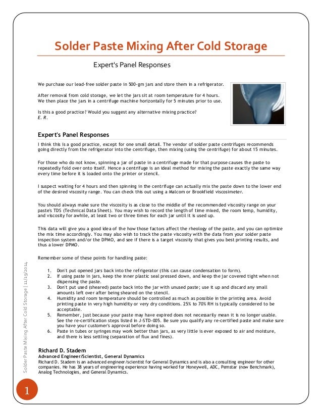SMT Solder Paste mixing after Cold Storage