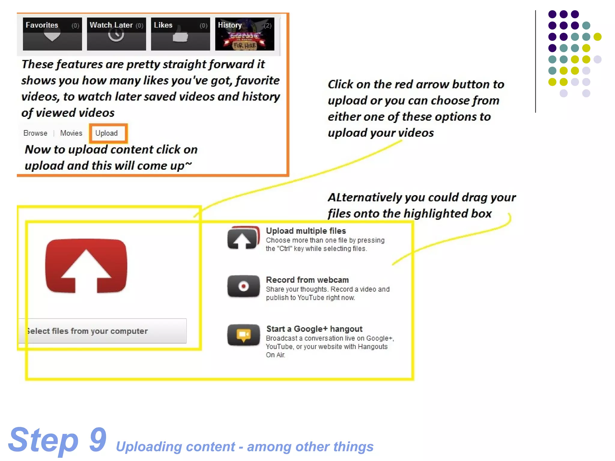 Step 9 Uploading content - among other things
 
