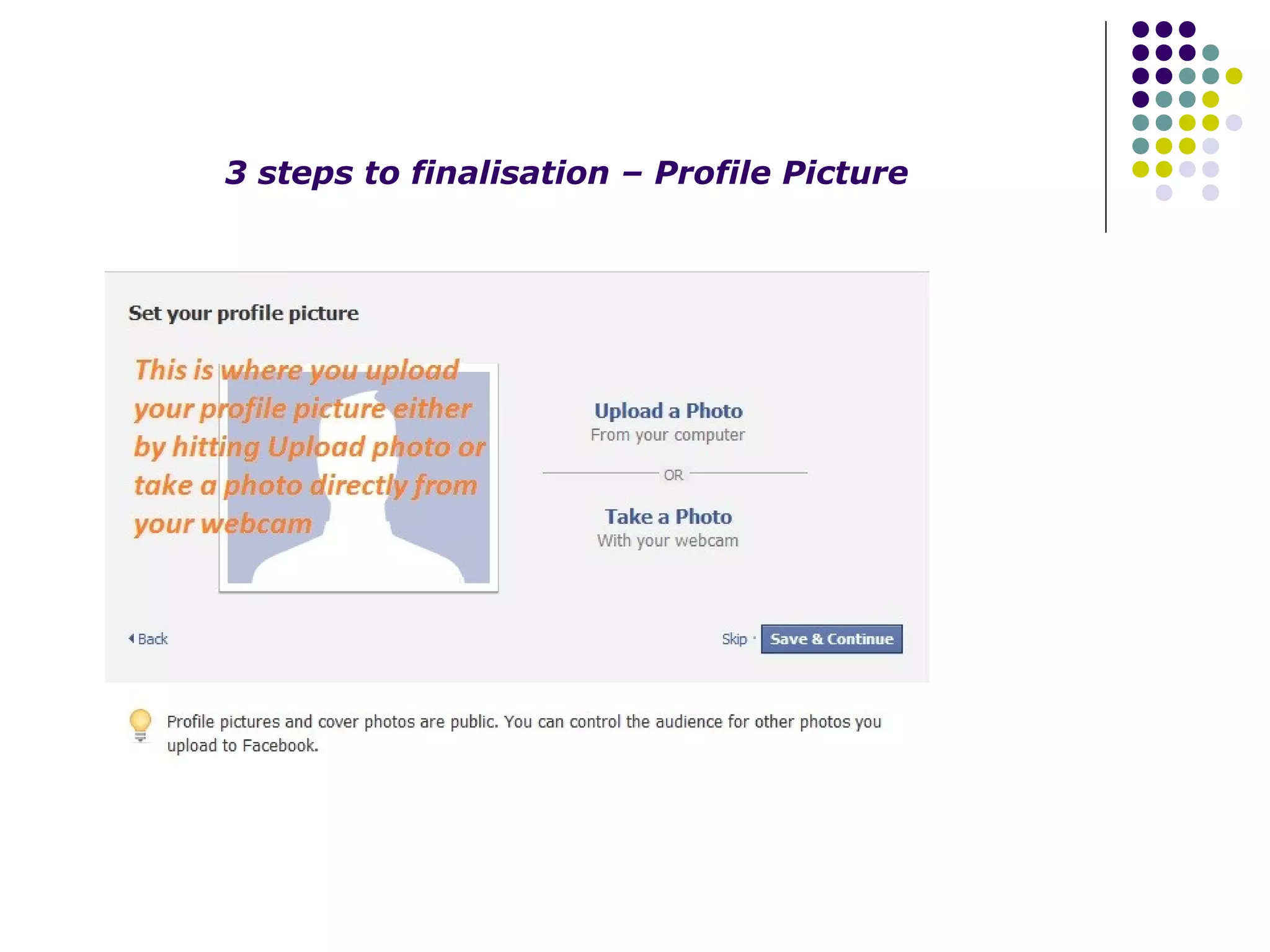 3 steps to finalisation – Profile Picture
 